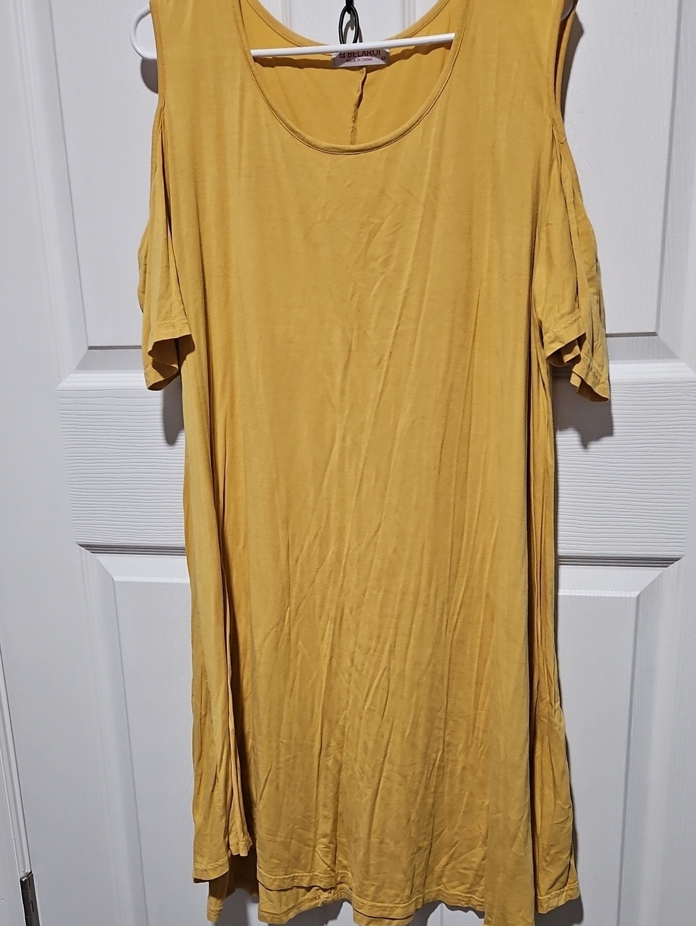 Cold-Shoulder Midi Dress in Mustard Yellow